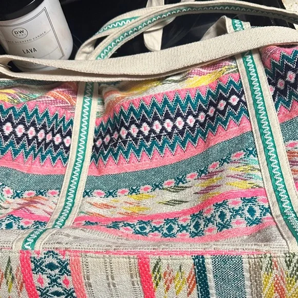 American & Beyond Handmade Colorful Patterned Tote Bag - Picture 5 of 5